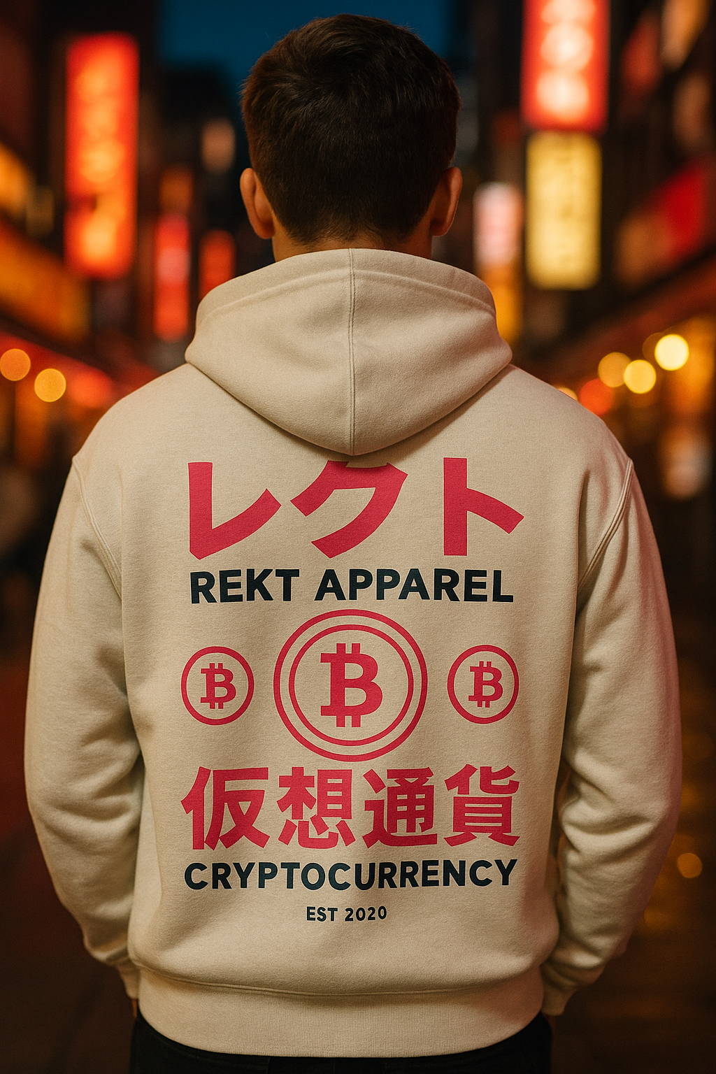 REKT / BTC logo hoodie